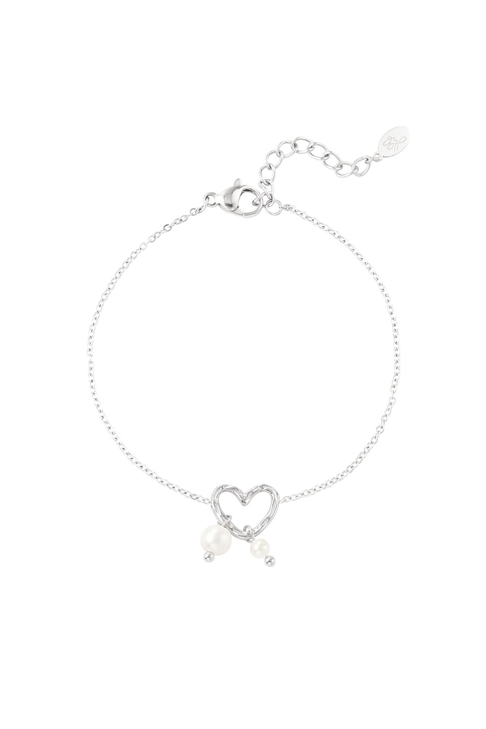 Pearl Heart Armband Zilver