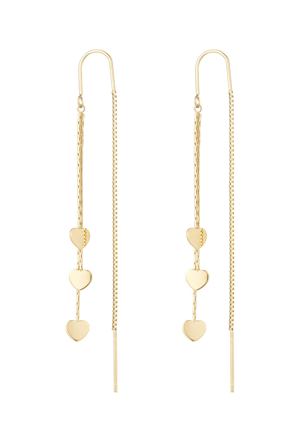 Long Hearts Oorbellen Goud