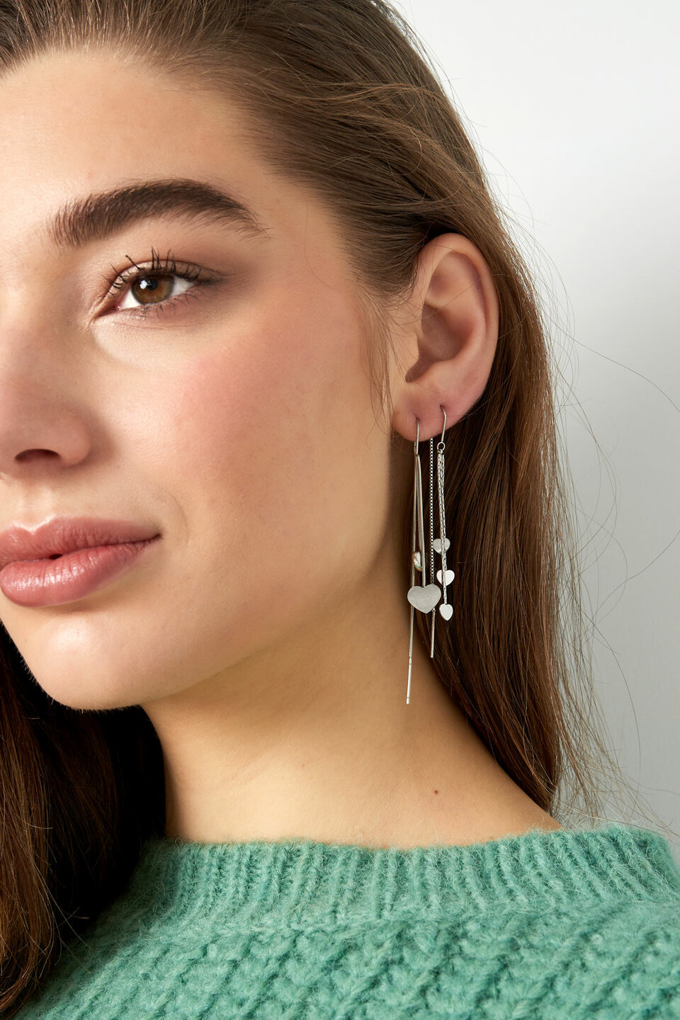 Long Hearts Oorbellen Goud