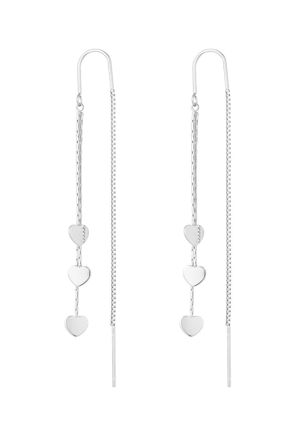 Long Hearts Oorbellen Zilver