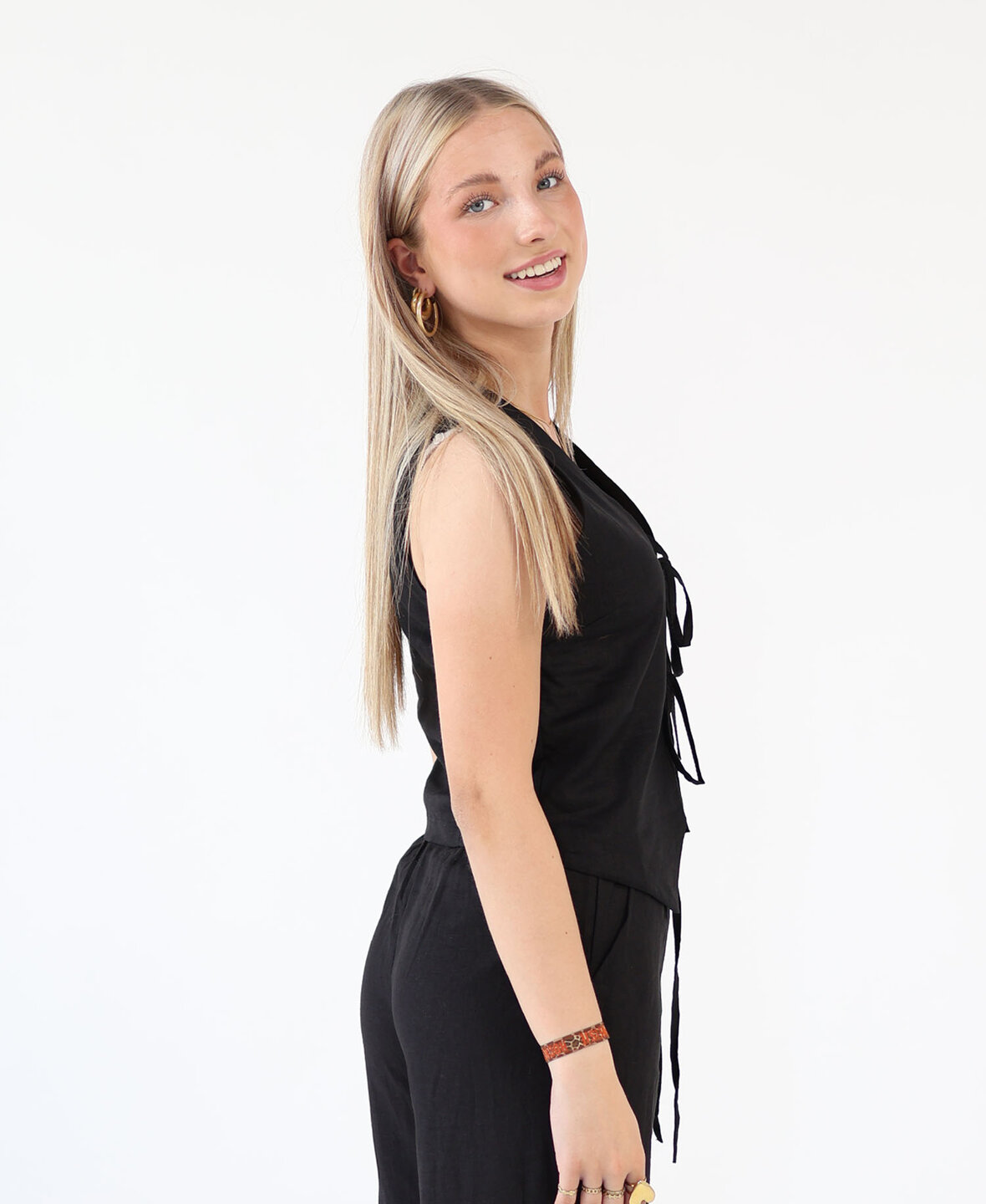 Linnen Gilet Black