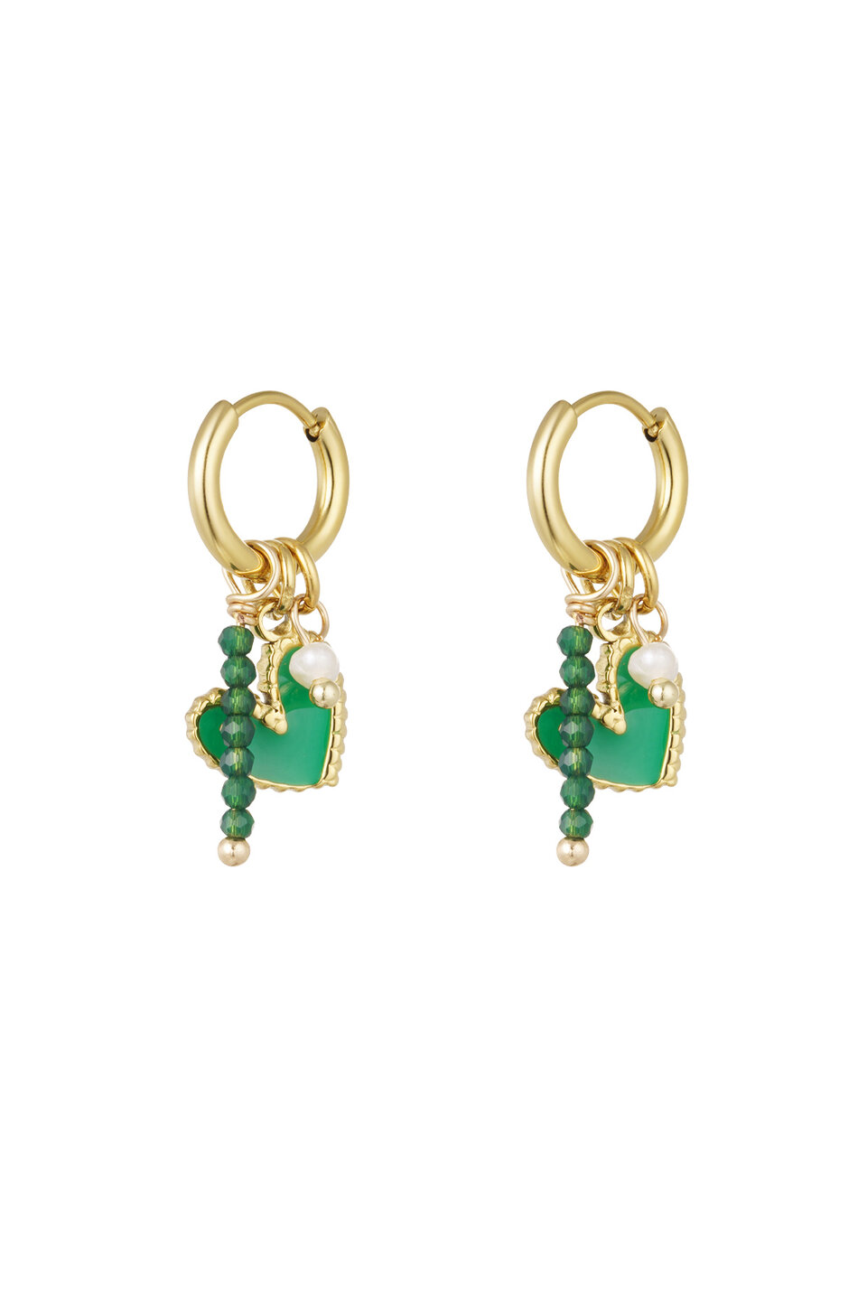 Green Pearls Oorbellen Goud