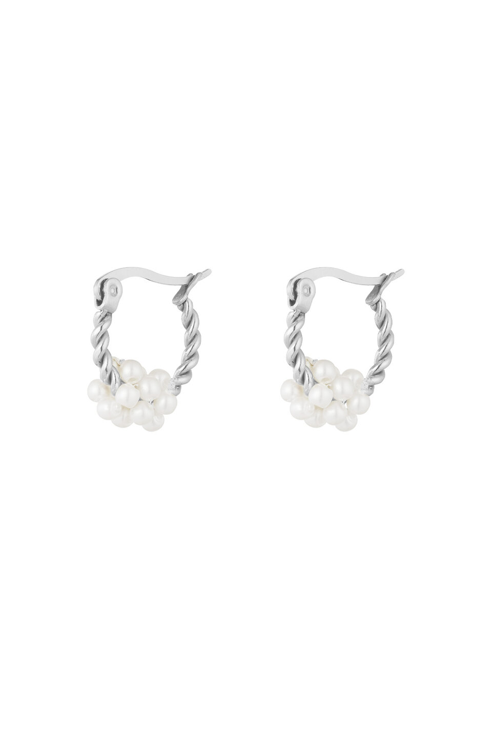 Oorbellen Swirl Pearls Zilver