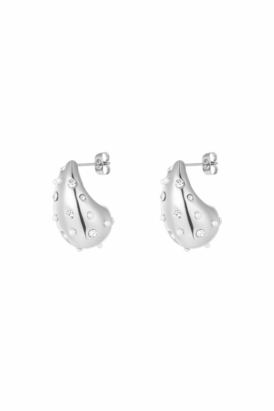 Diamonds and Pearls Drop Oorbellen Zilver