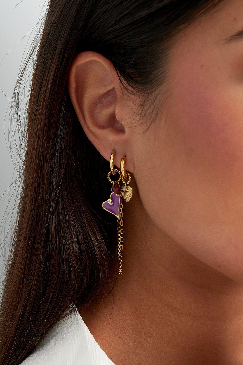 Oorbellen Amazing purple Goud