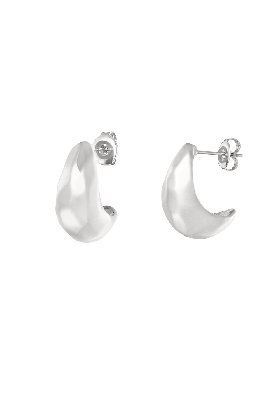 Drop Oorbellen Dented Motif Zilver