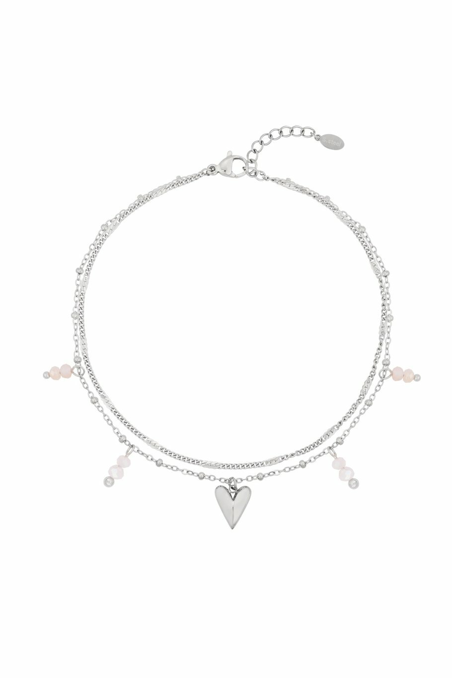 Double Love Enkelbandje Zilver