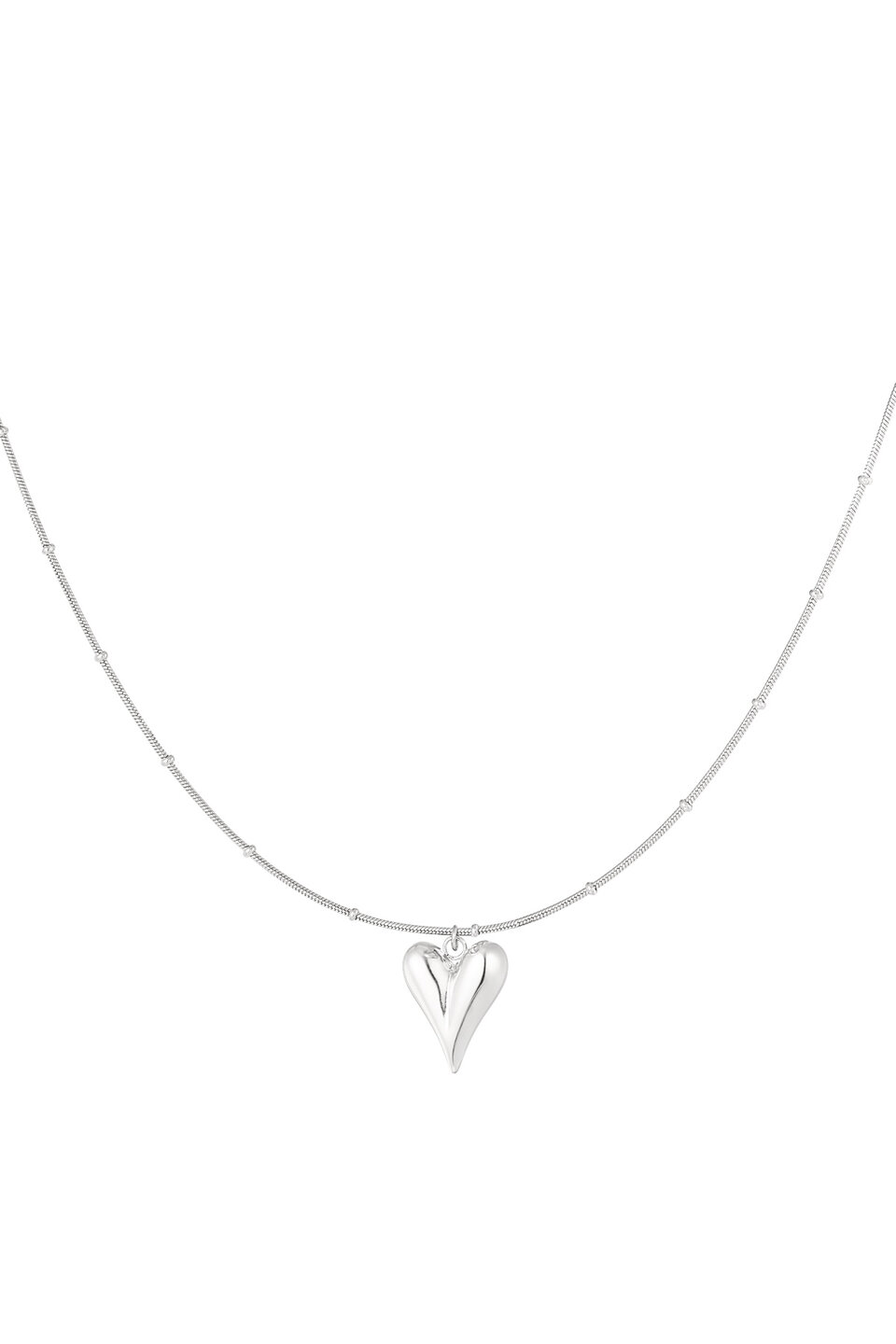 Titanium Dots Heart Ketting Zilver
