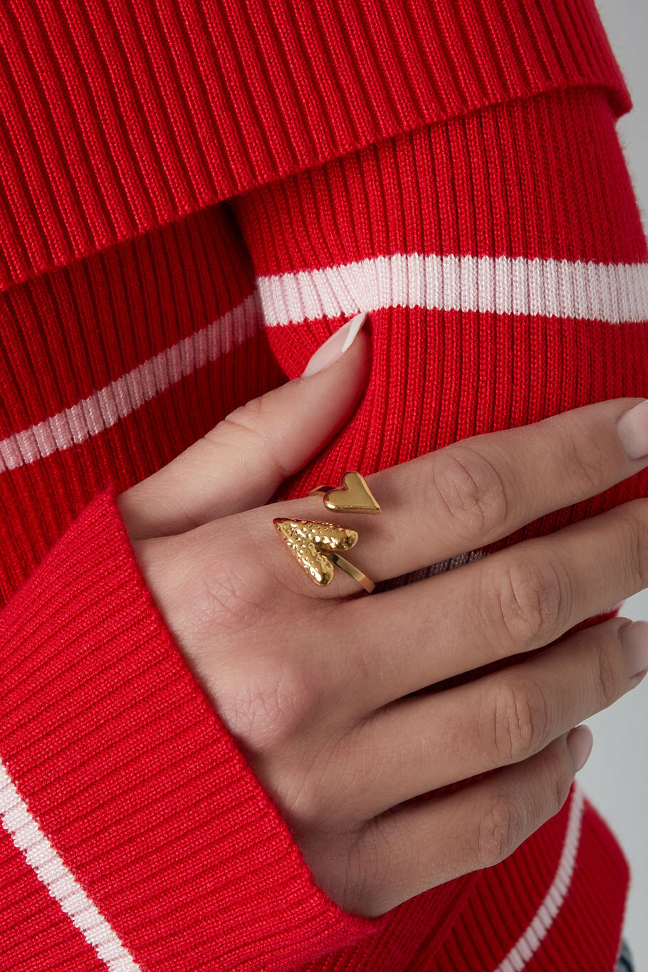 Dual Hearts Ring Goud