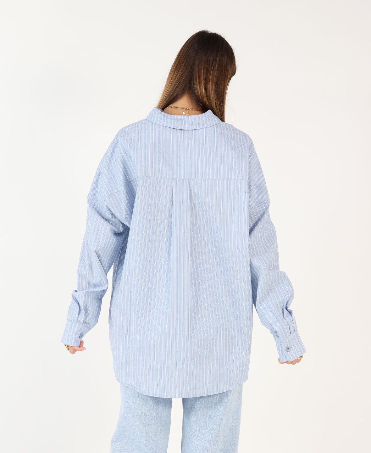 Striped Strass Blouse Blue
