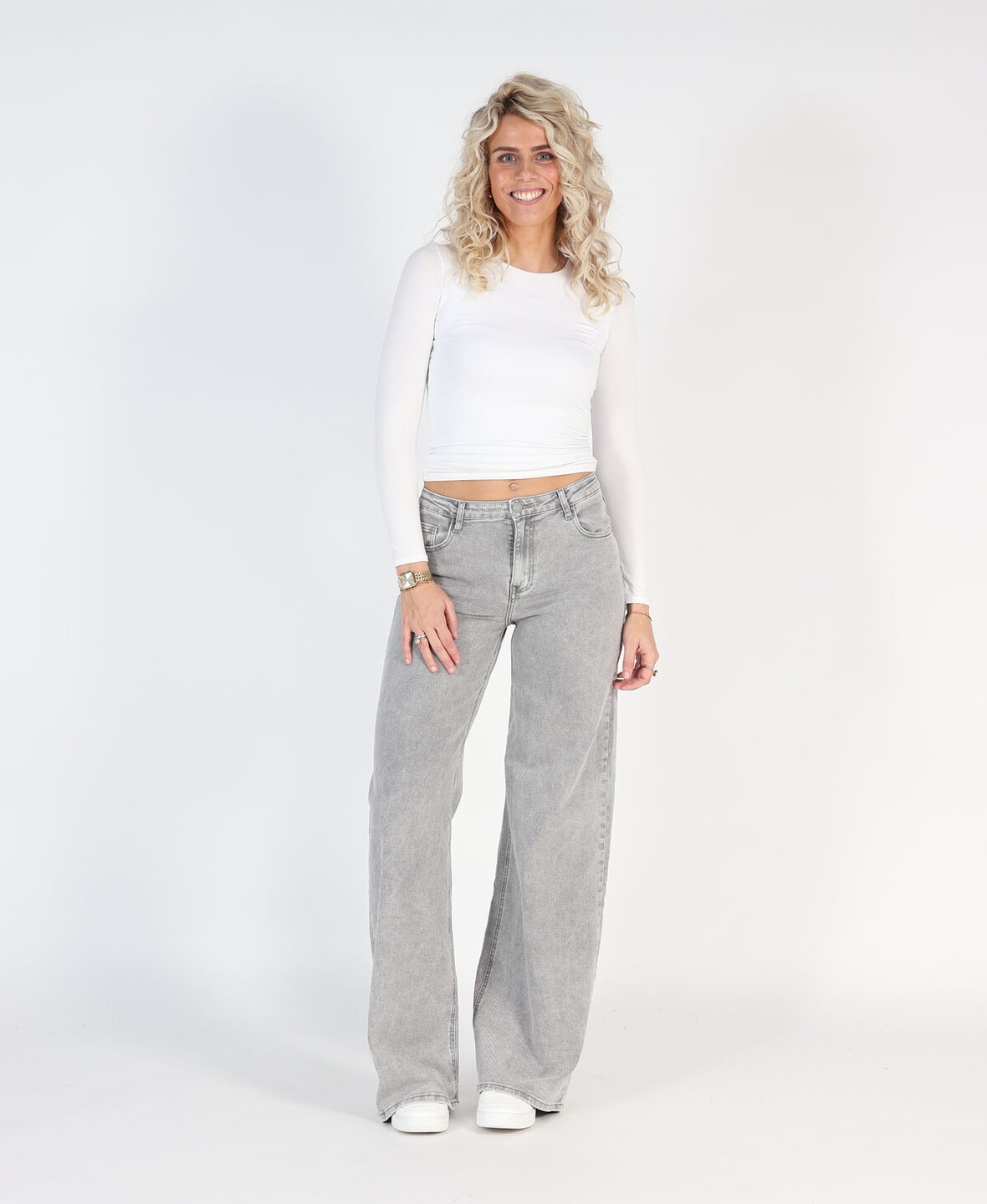Ultra Wide Leg Jeans 3297-4 Lightgrey (TALL)