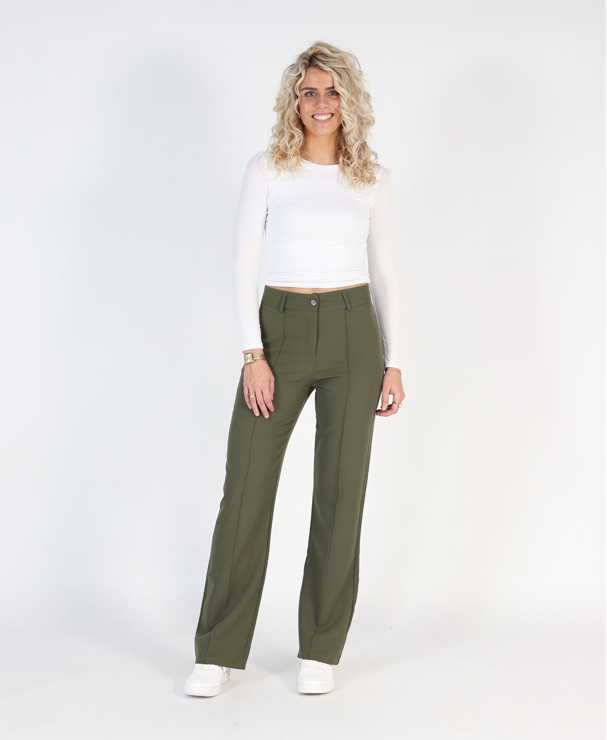 Sanne Stripe Pants Khaki  (TALL)