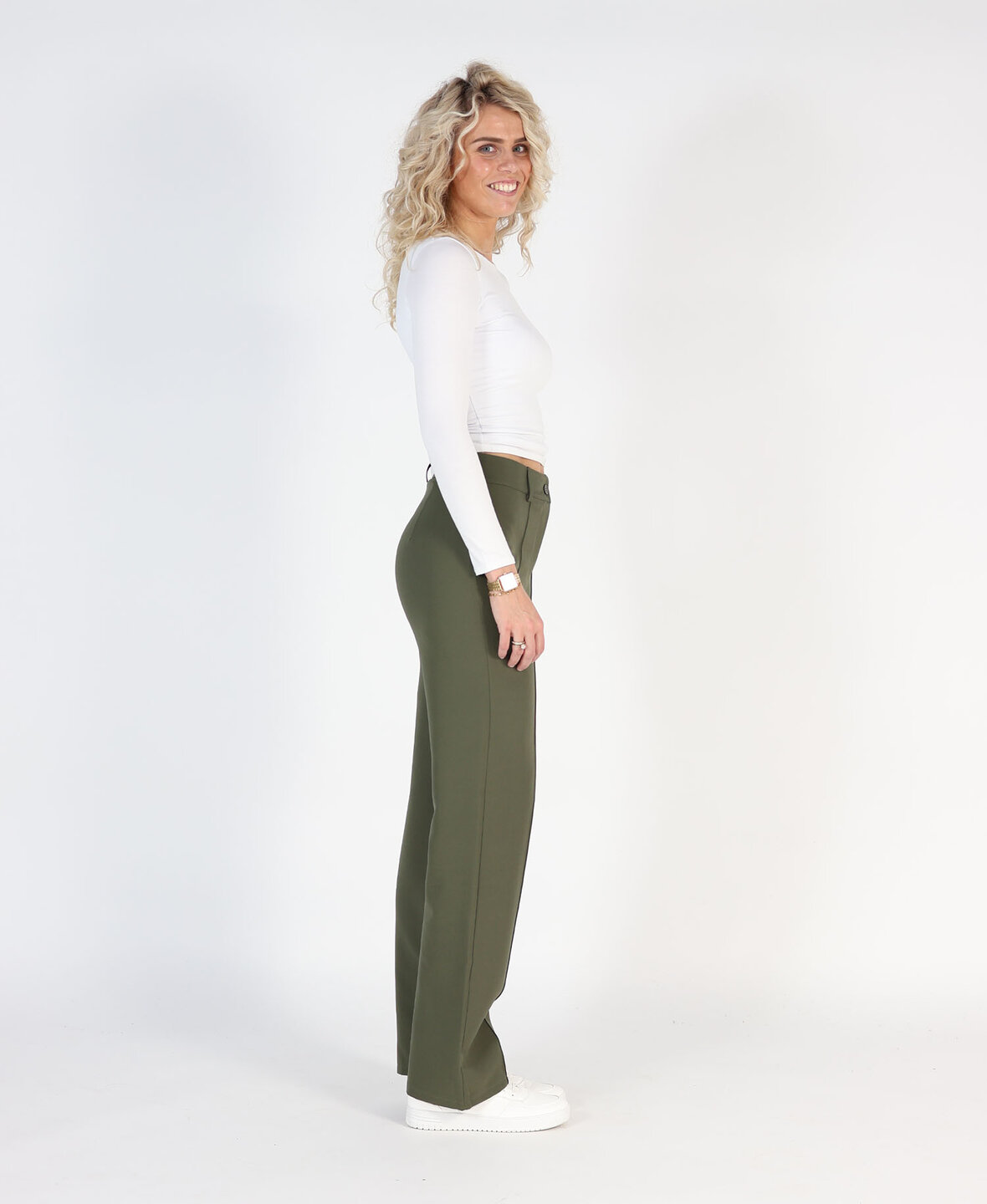 Sanne Stripe Pants Khaki  (TALL)
