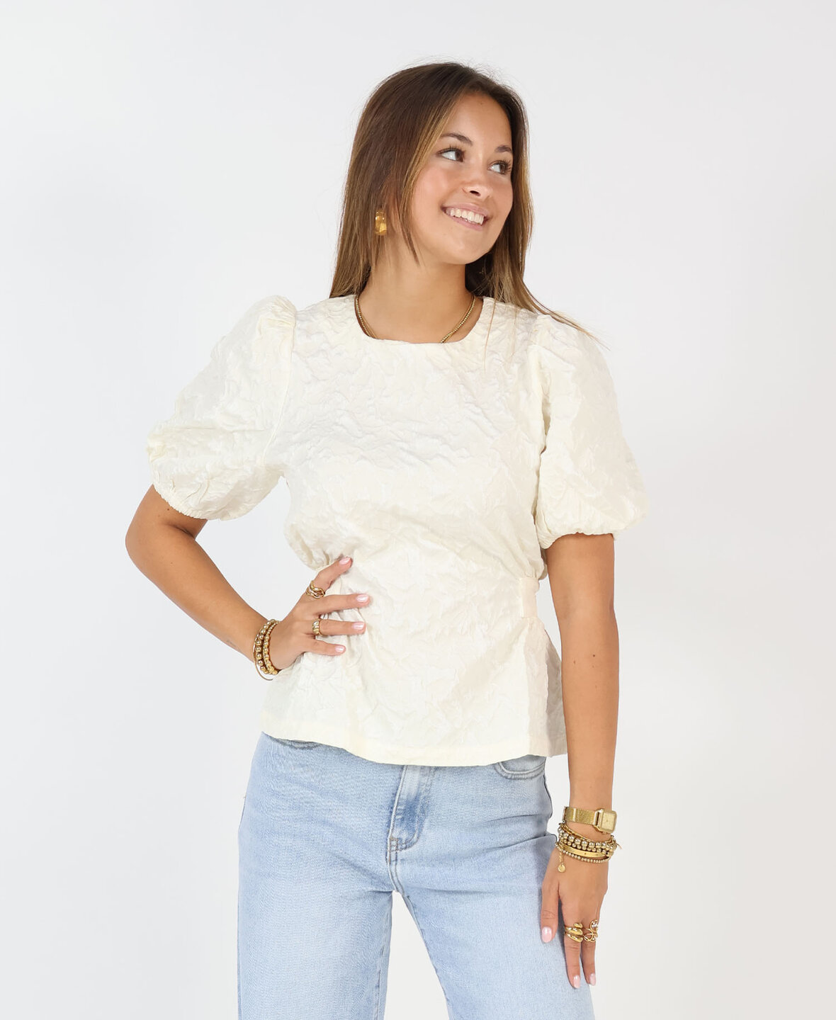 Jacquard Blouse Cr&egrave;me