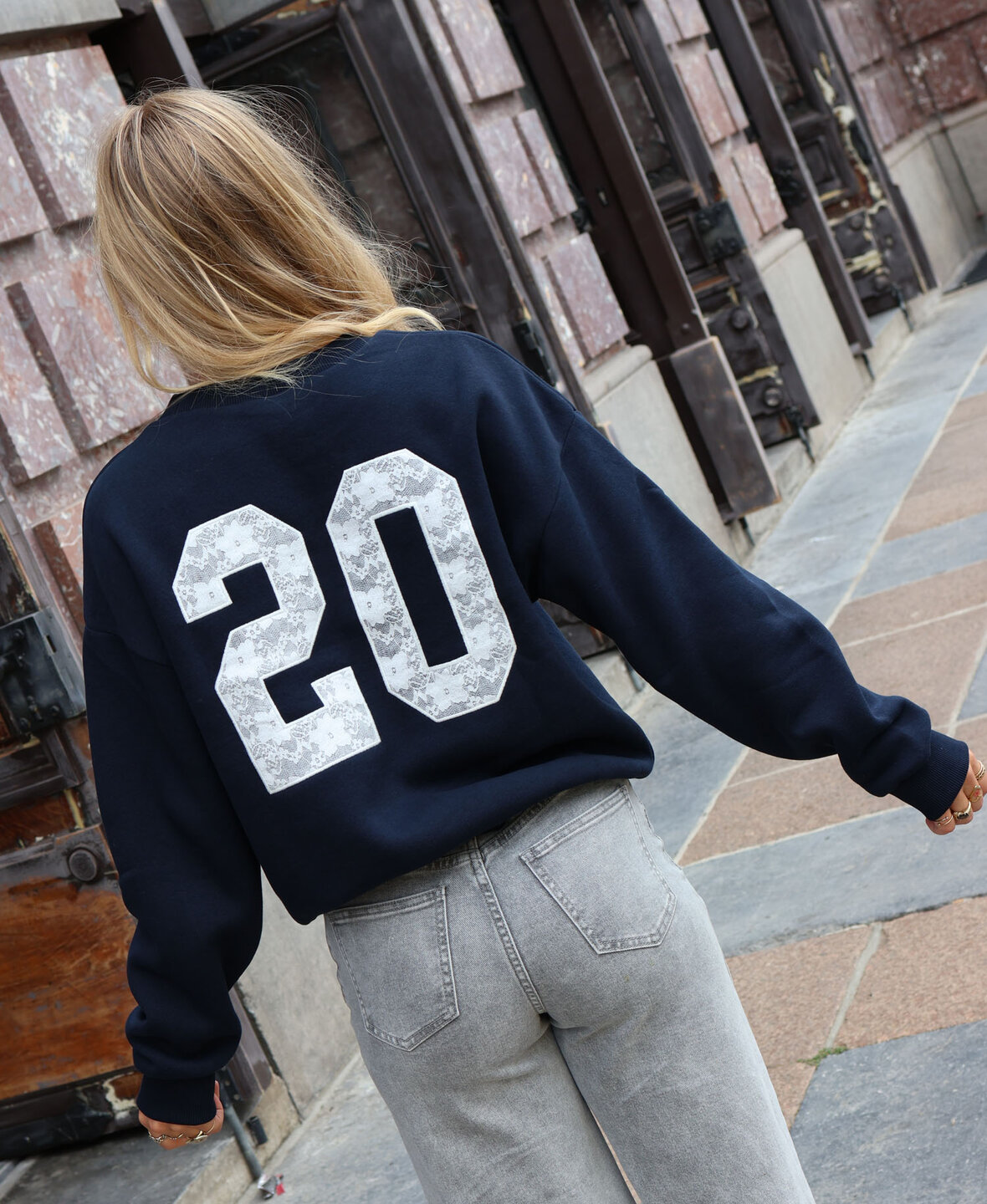 Lace Sweat Navy Blue