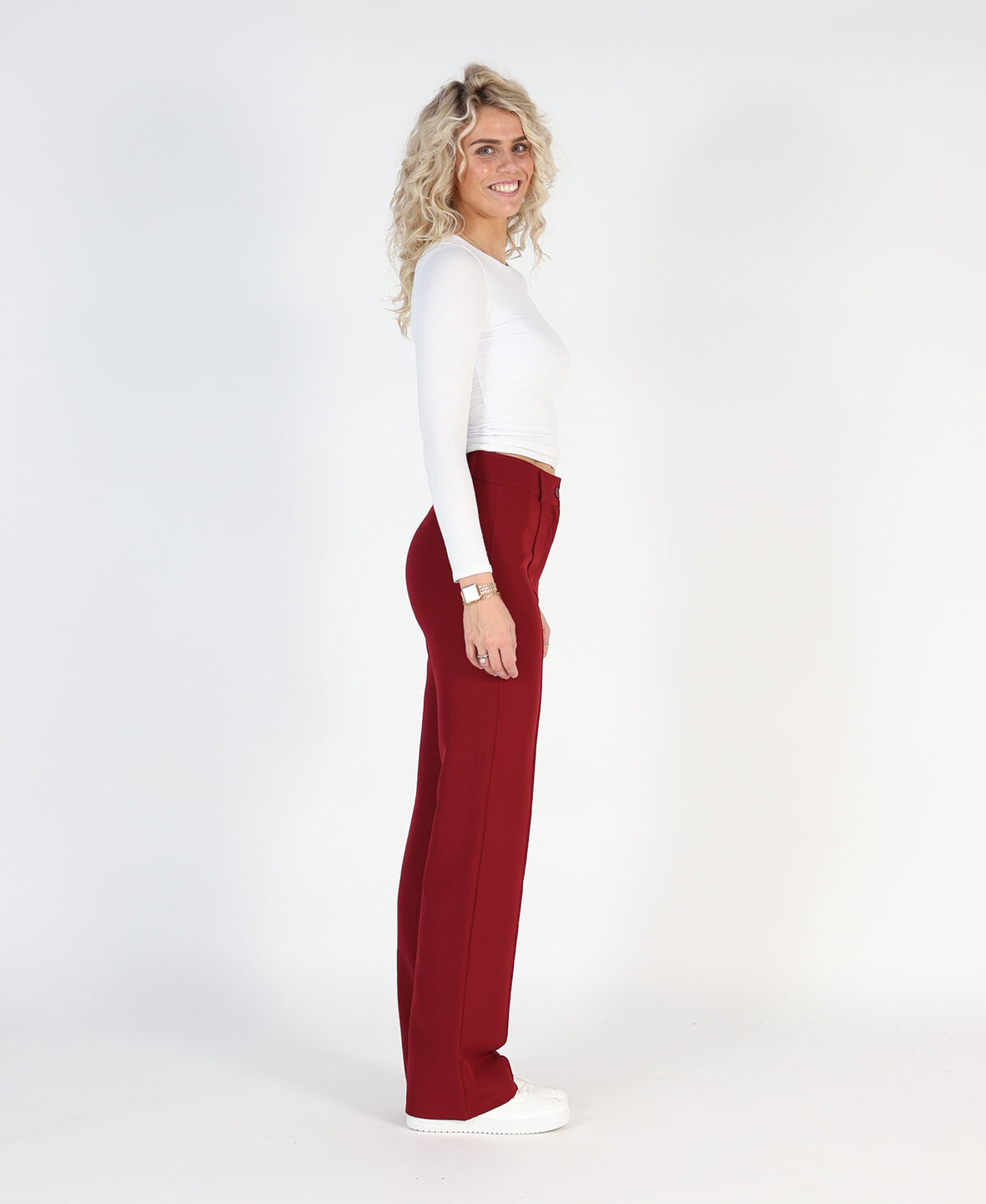 Sanne Stripe Pants Burgundy  (TALL)