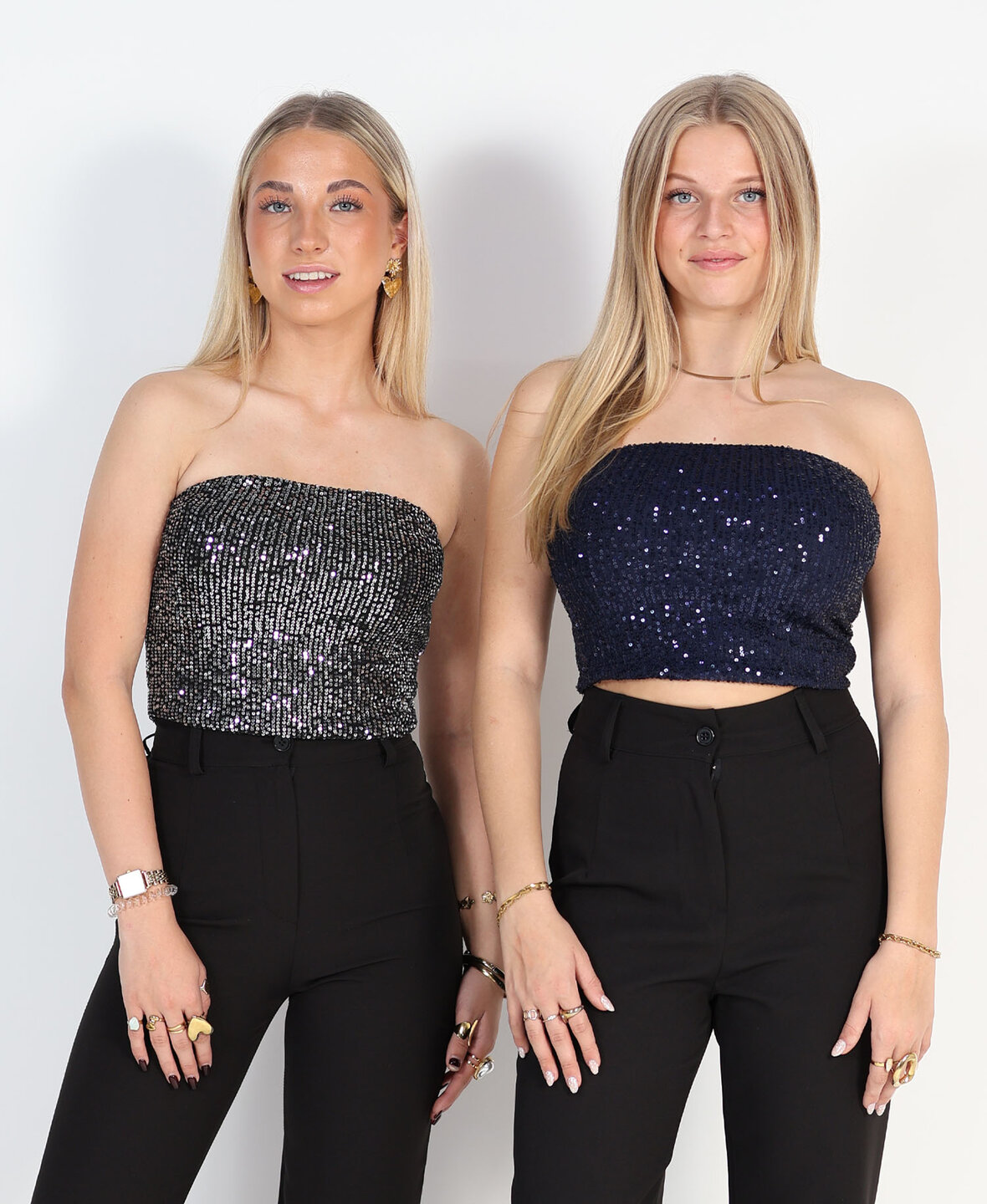 Sequin Tube Top Navy Blue