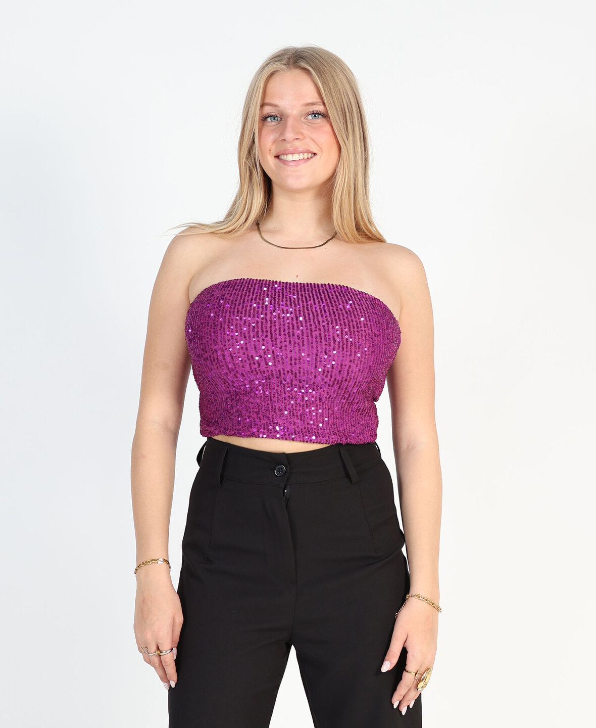 Sequin Tube Top Fuchsia
