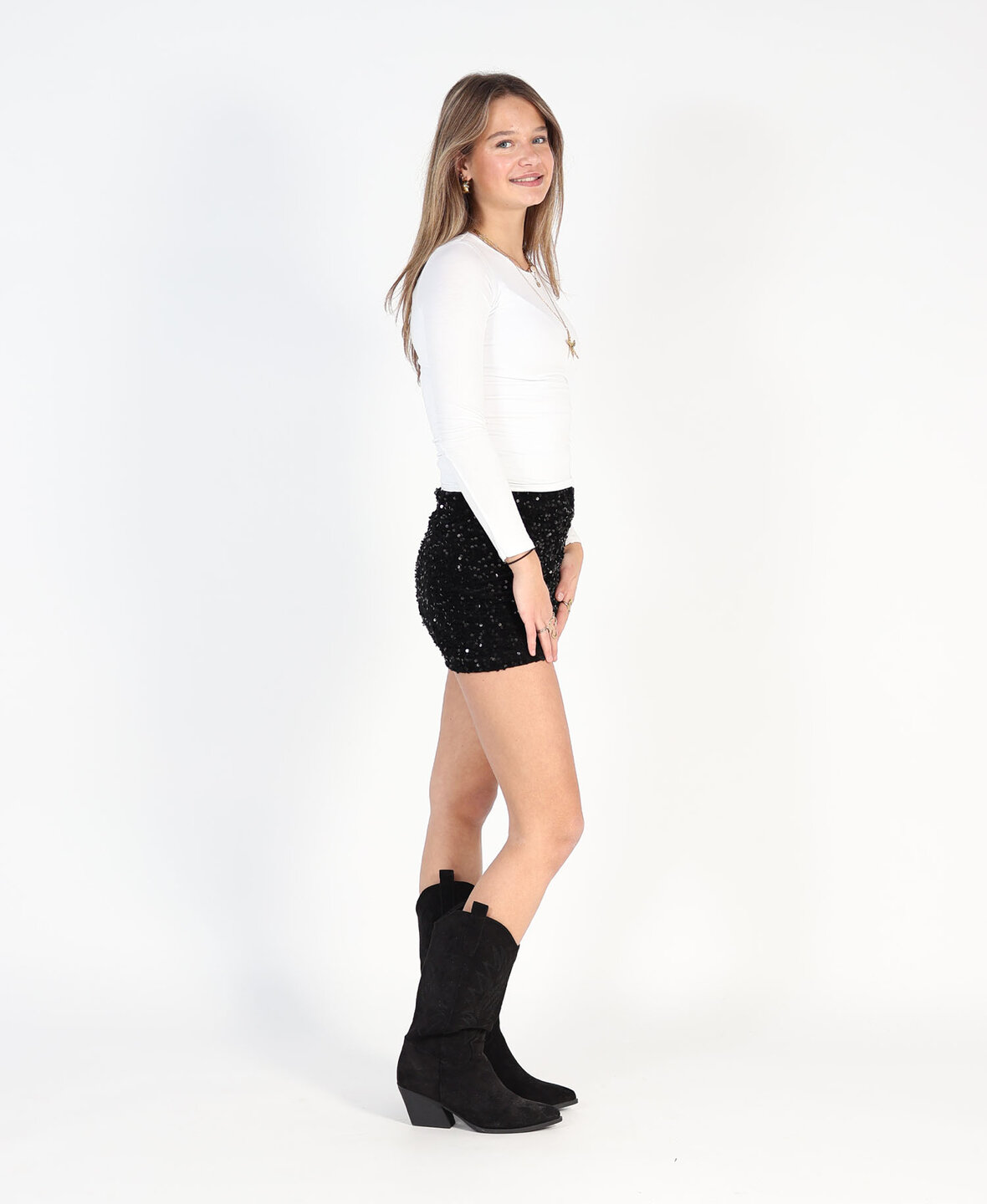 Velvet Sequin Skirt Black