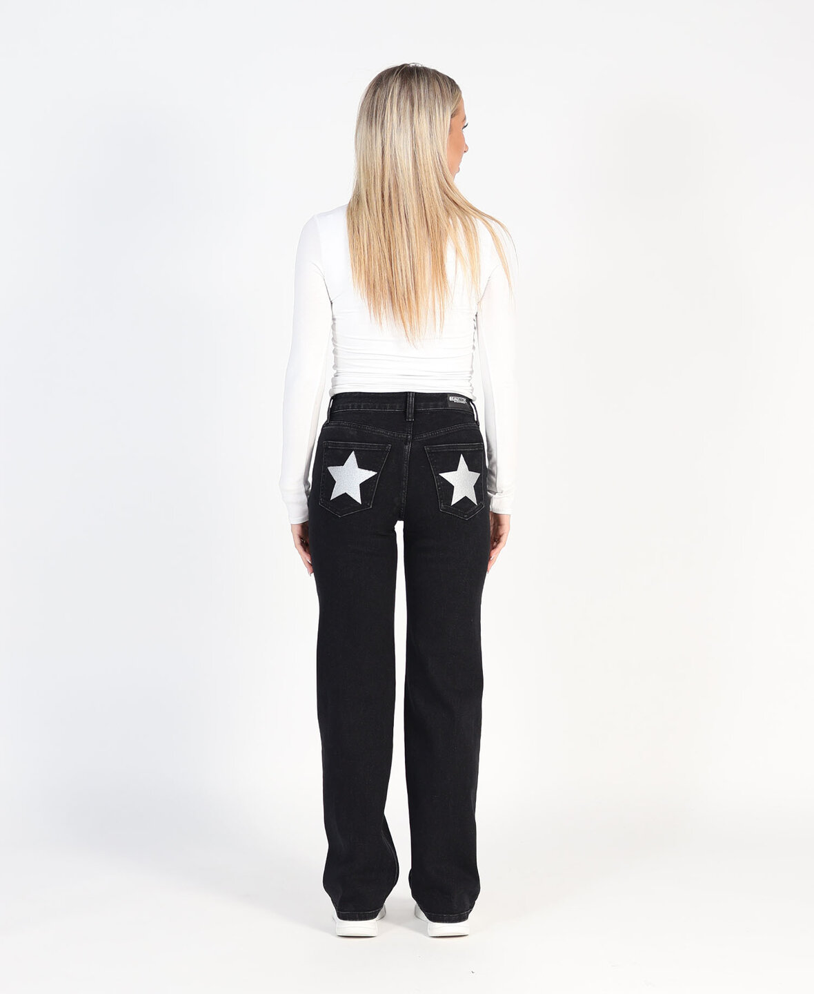 Stars Low/Mid Waist Wide Leg Jeans Black 3512-2 (TALL) (PRE ORDER 27-11)