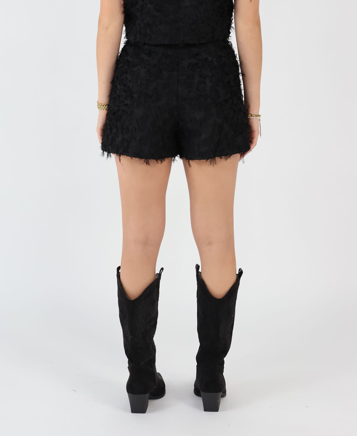Feather Boucl&eacute; Short Black