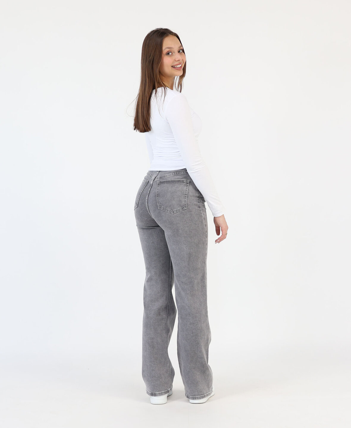 High Waist Wide Leg Jeans 2617 Grey (REGULAR)