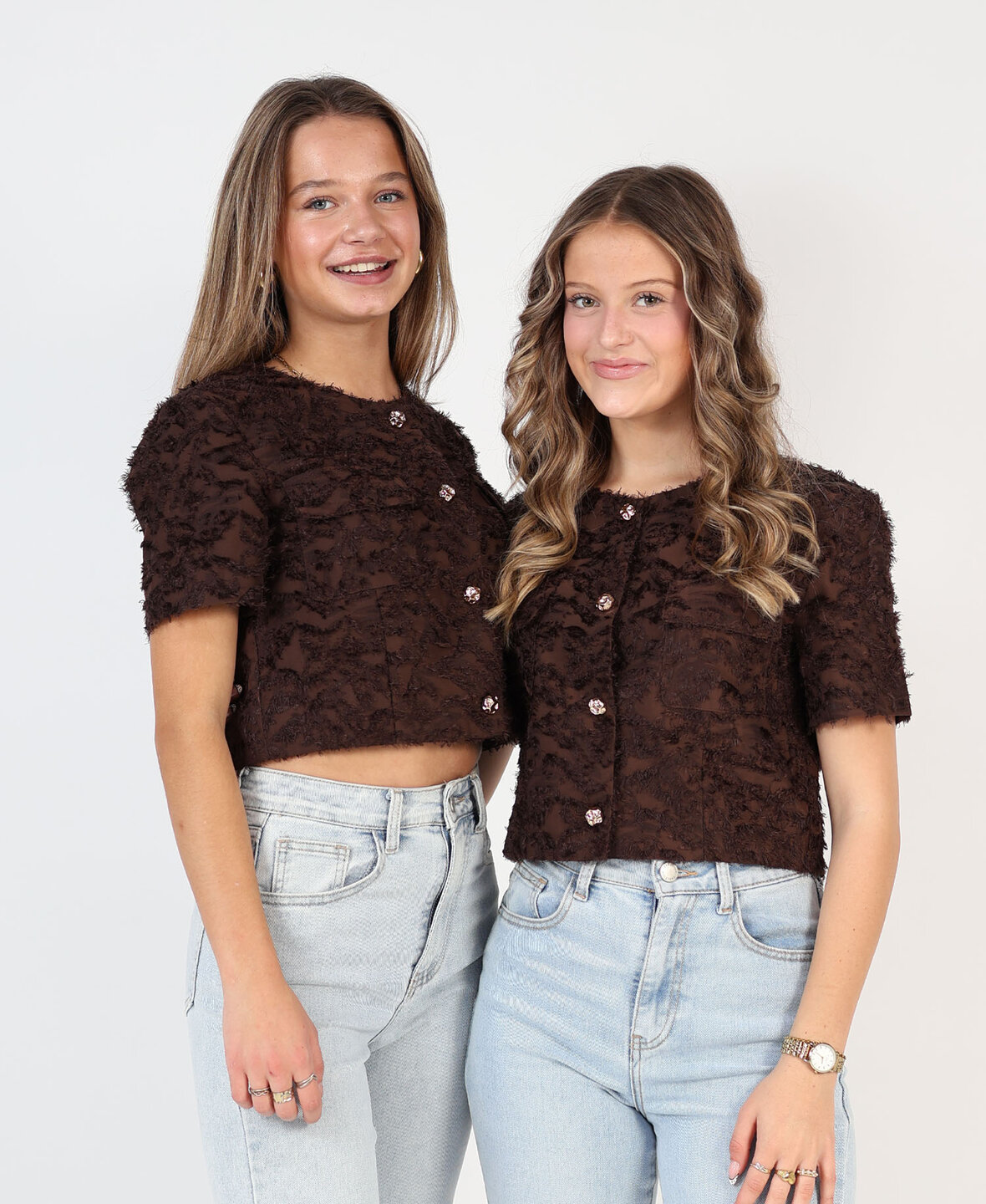 Feather Boucl&eacute; Top Choco