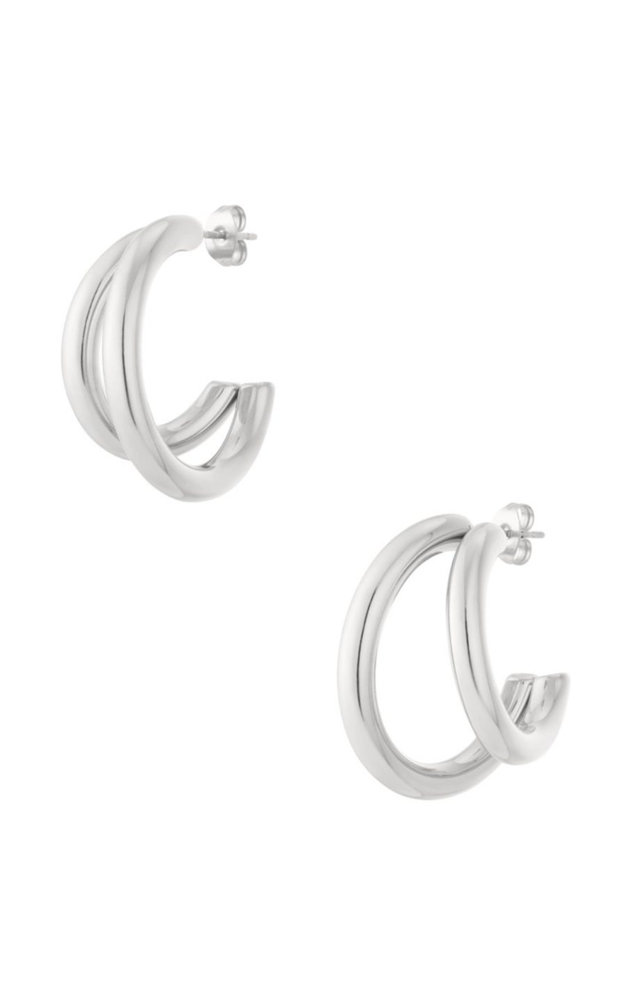 Double Hoop Oorbellen Zilver
