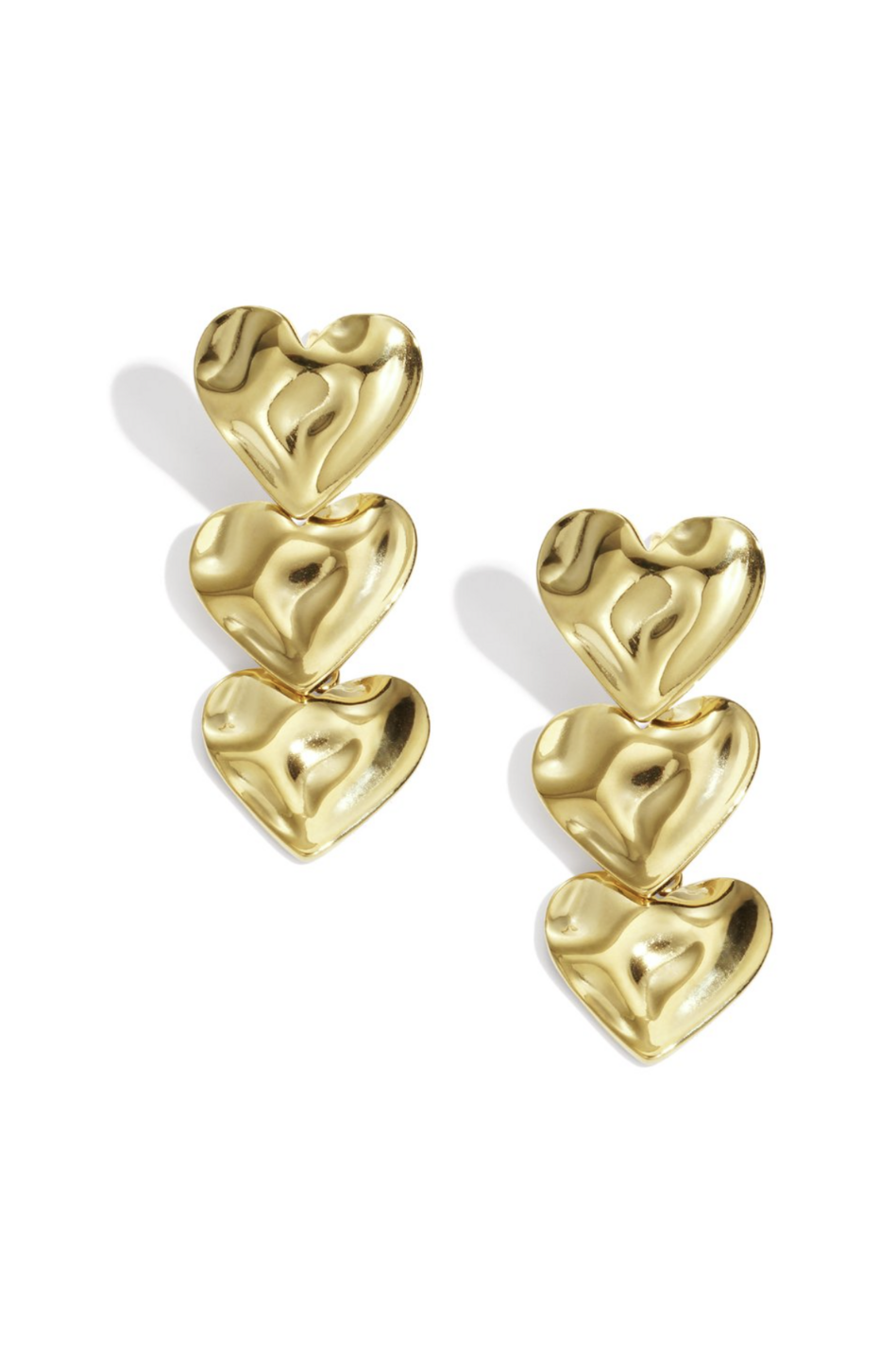 Triple Heart Drops Oorbellen Goud