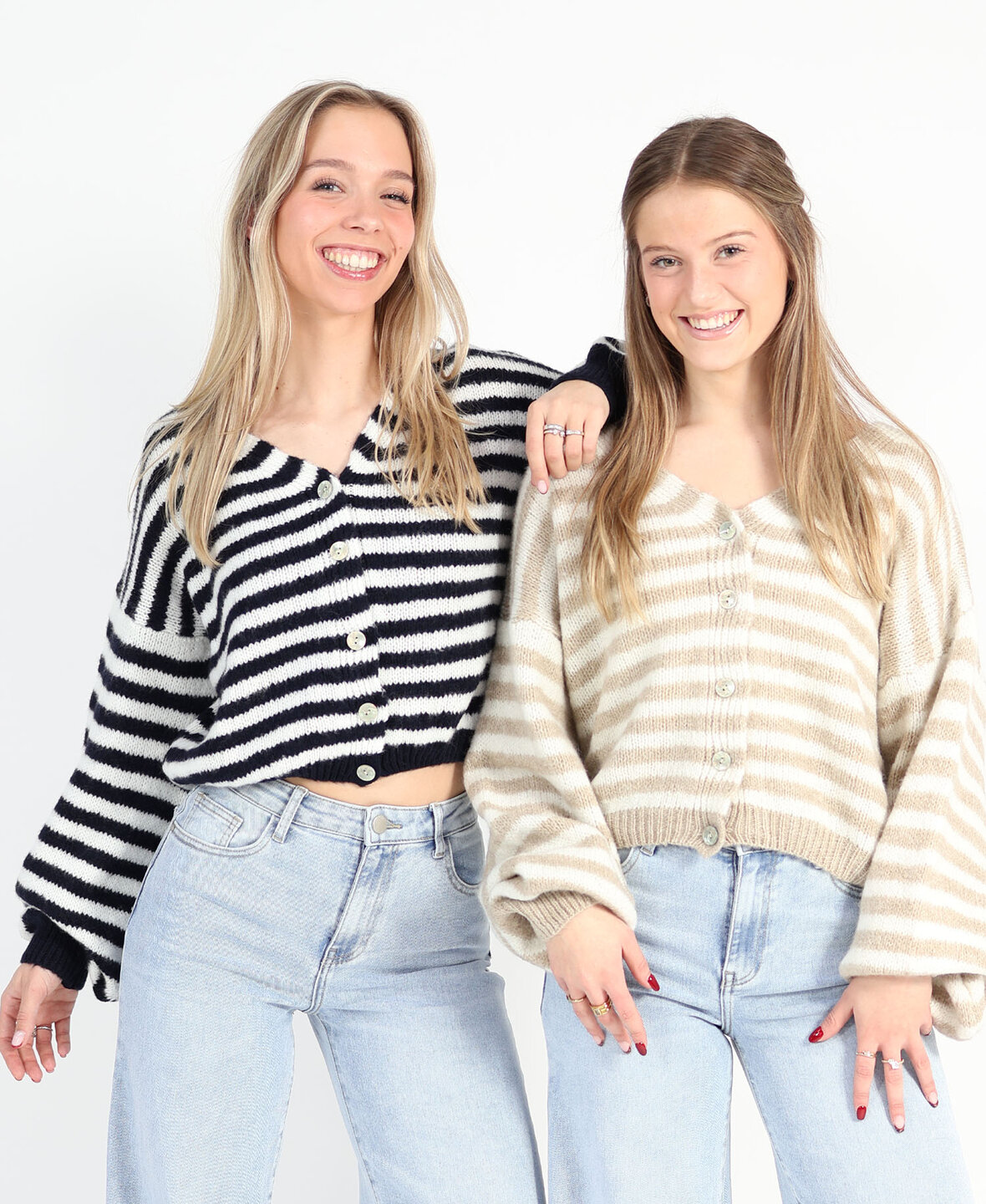 Striped Cardigan Beige