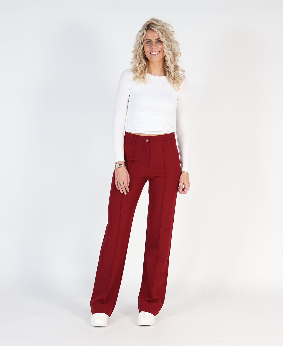 Sanne Stripe Pants Burgundy  (TALL)