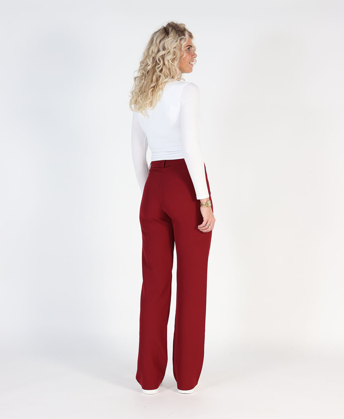 Sanne Stripe Pants Burgundy  (TALL)