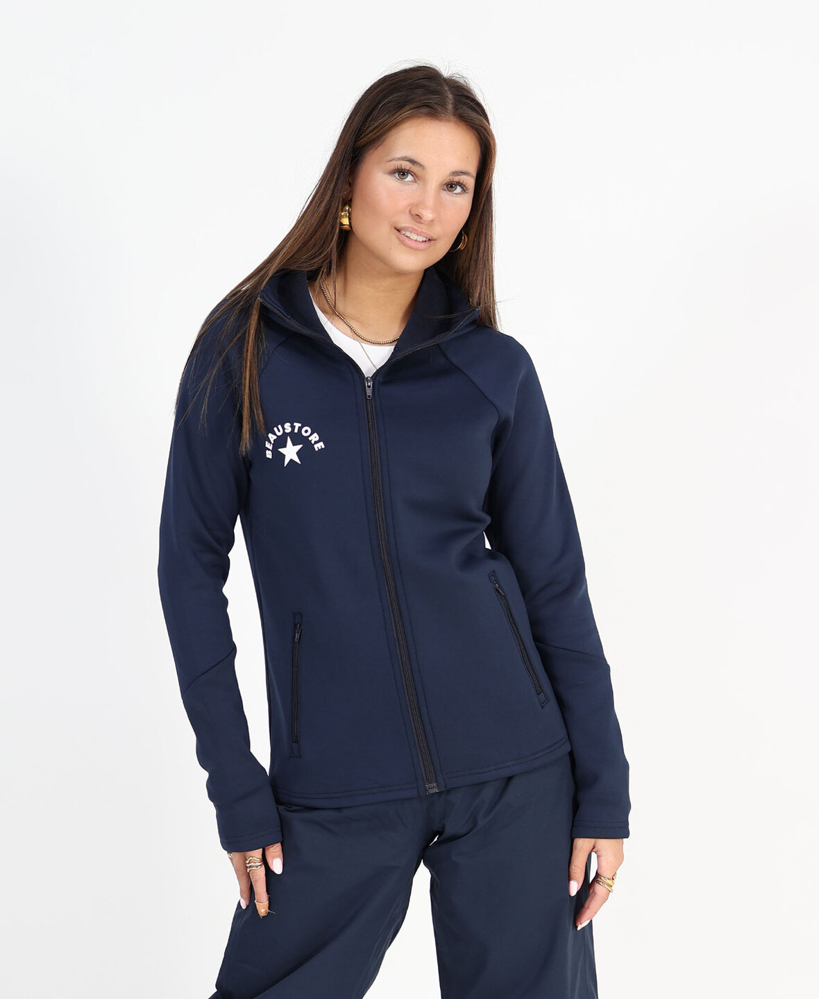 BeauStore Zip Hood Navy Blue