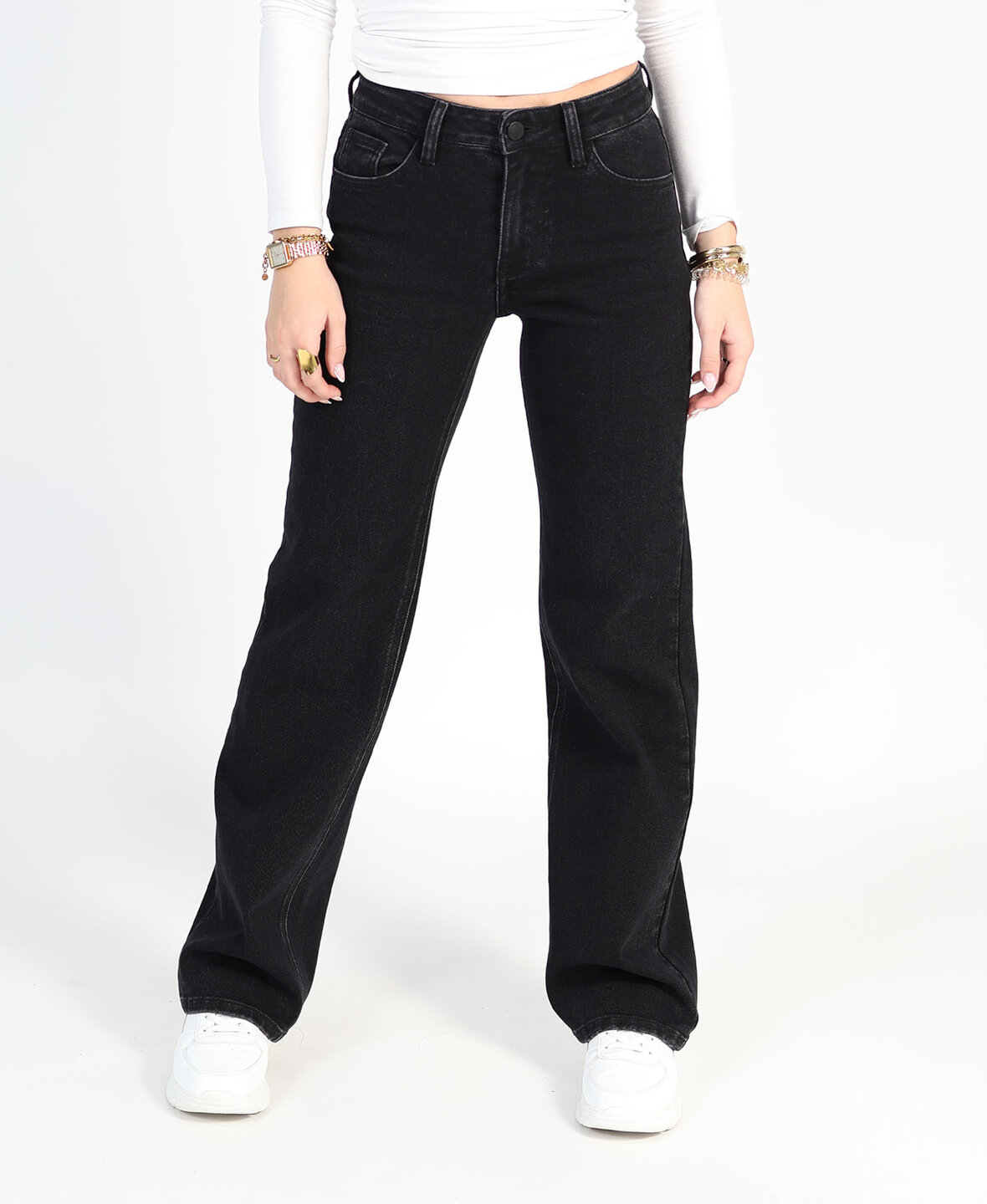 Stars Low/Mid Waist Wide Leg Jeans Black 3512-2 (TALL)