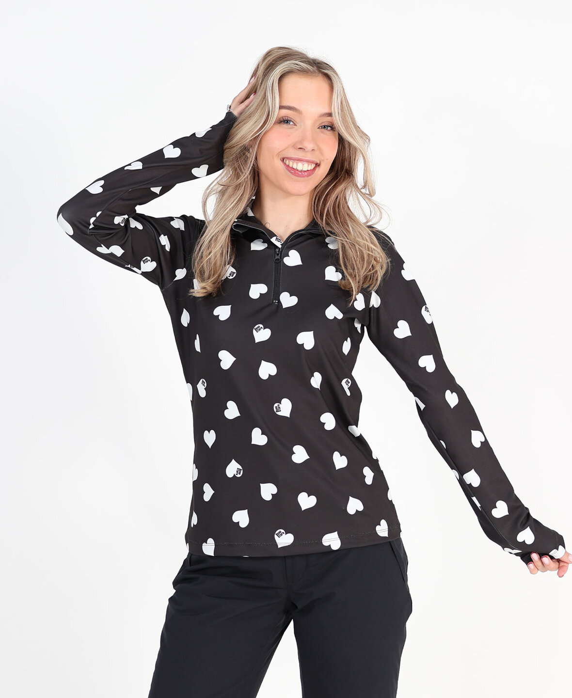 All over Hearts Pully Black