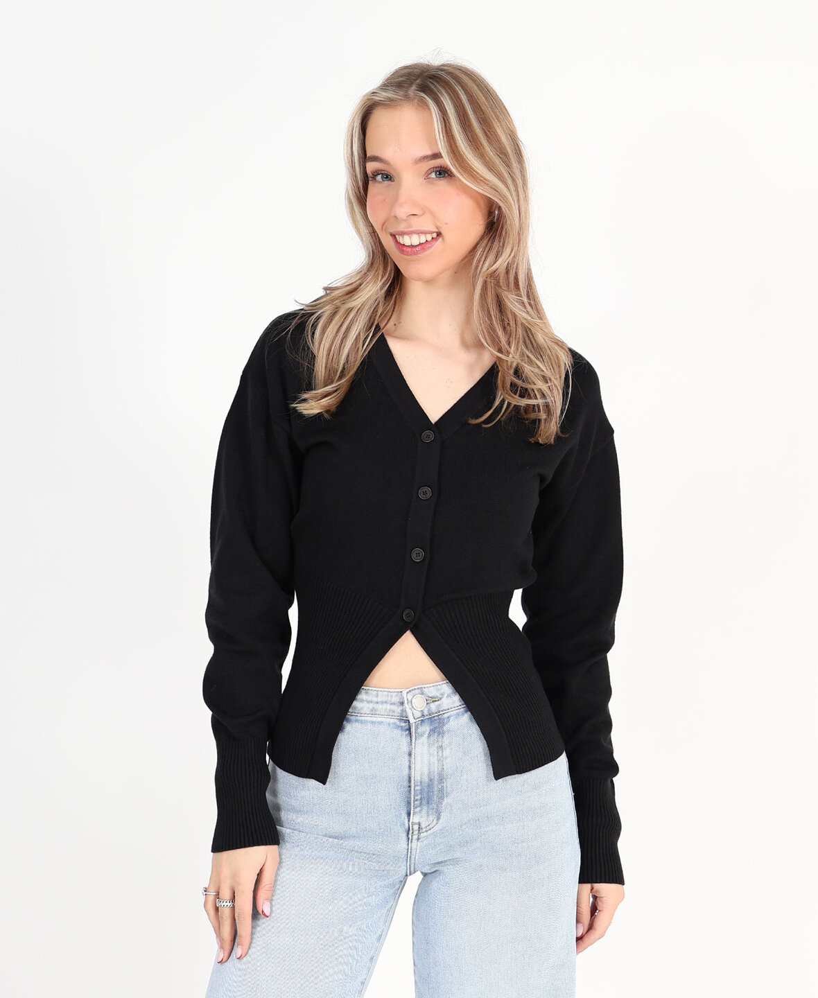 Shaped Cardigan Black