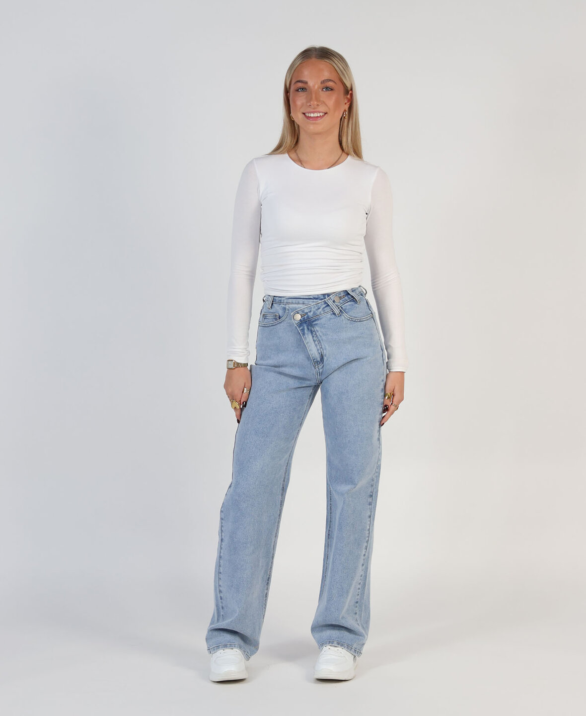 Button Wide Leg Jeans 9113-1 (REGULAR)