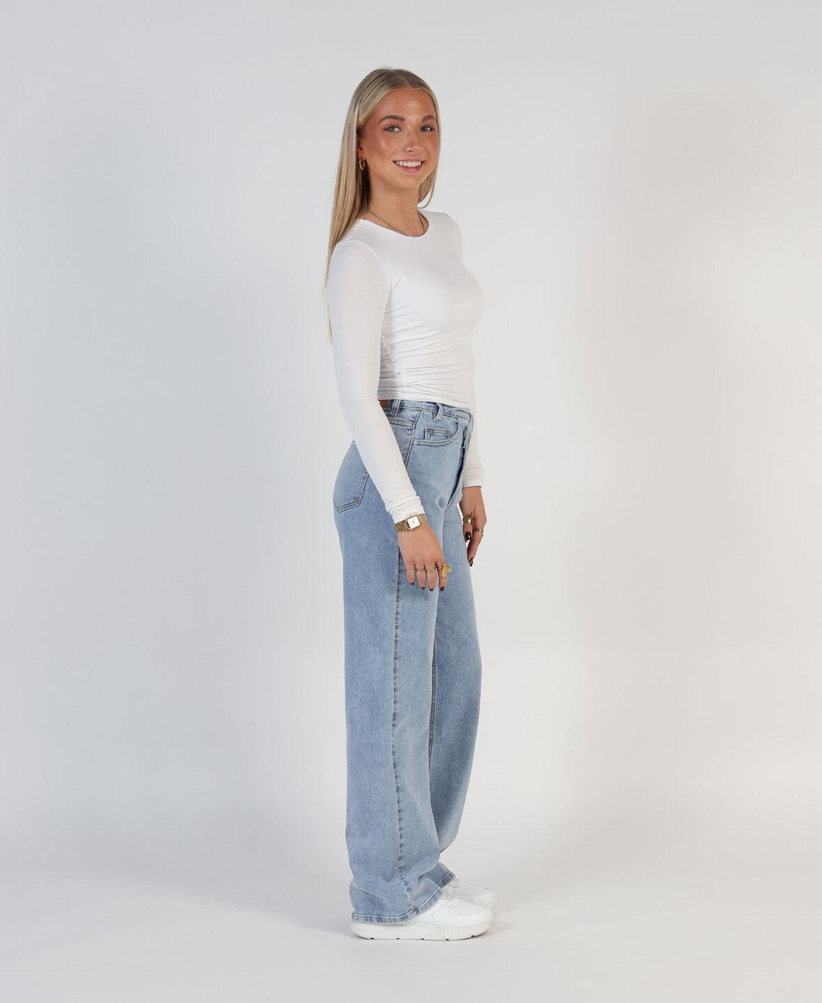Button Wide Leg Jeans 9113-1 (REGULAR)