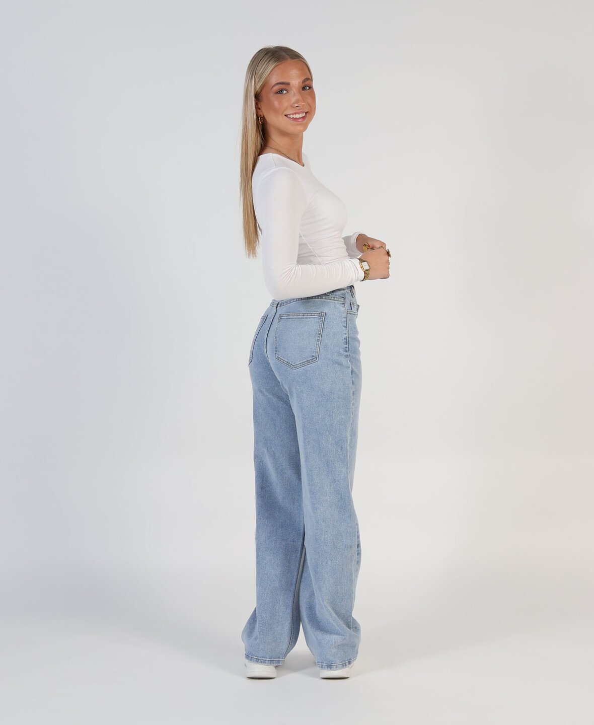 Button Wide Leg Jeans 9113-1 (REGULAR)