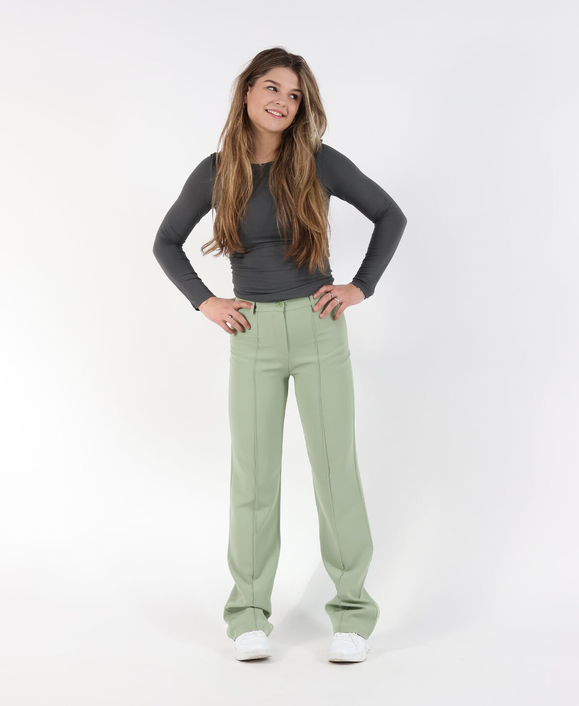 Sanne Stripe Pants Avocado  (TALL)
