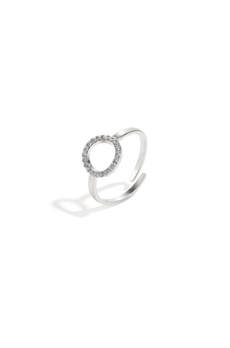 Minimalistic Diamond Cirkel Ring Zilver