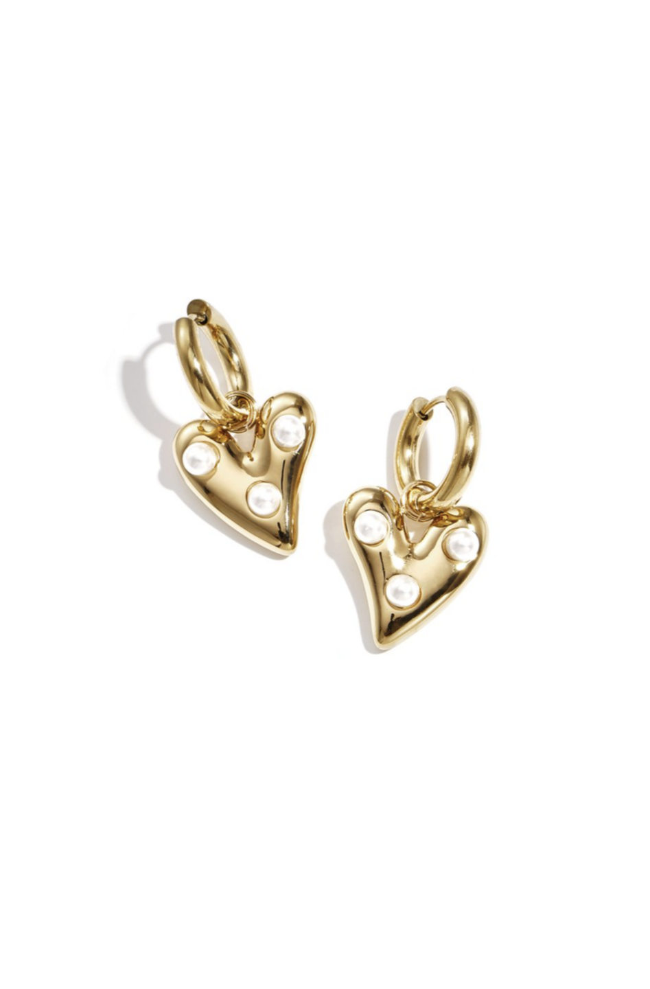 Heart With Pearls Oorbellen Goud
