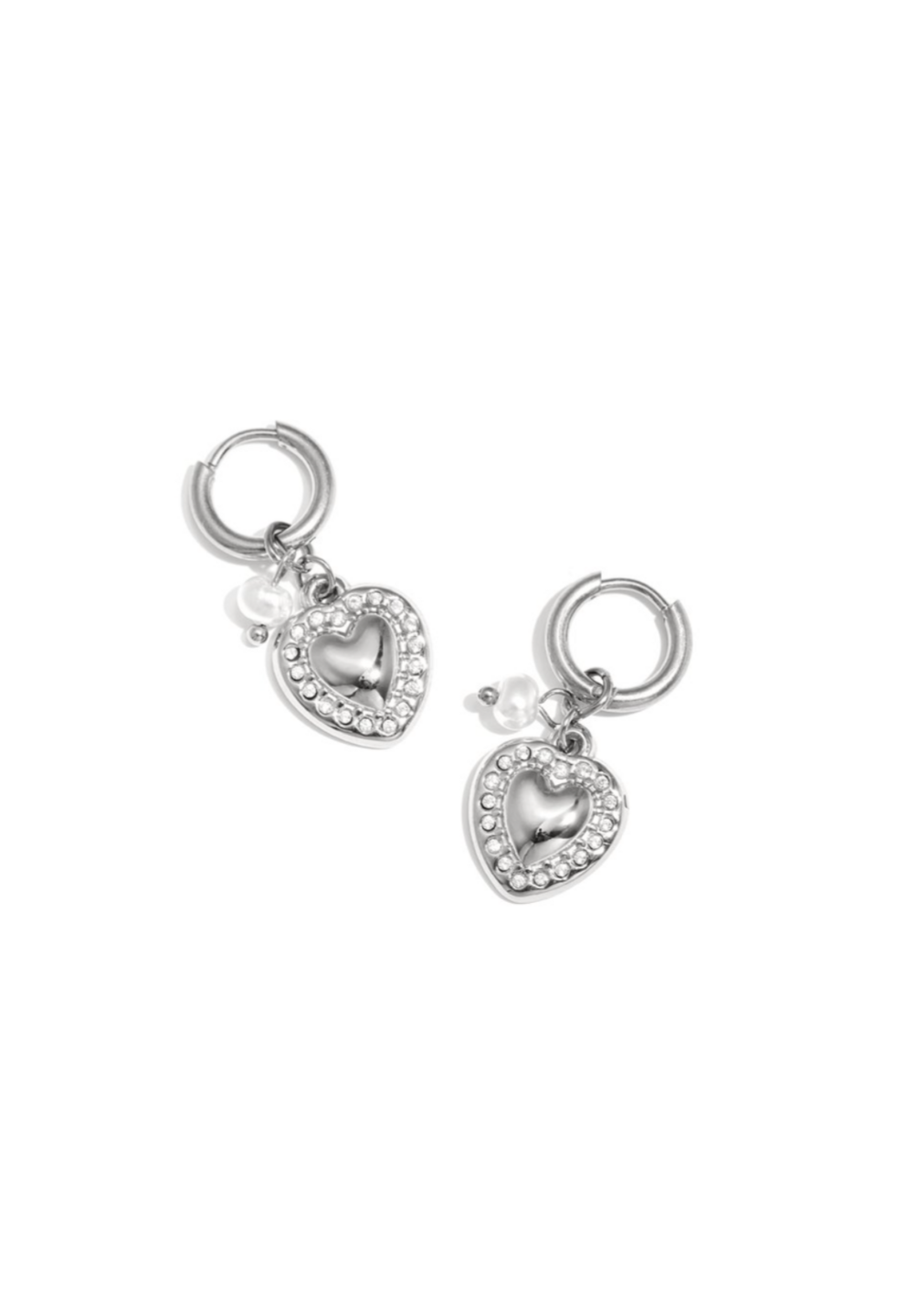 Heart And Pearls Oorbellen Zilver