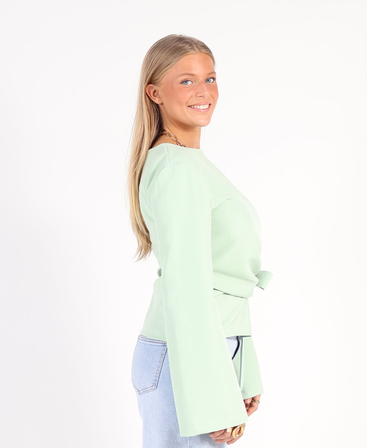 Knotted Sleeve Top Mint