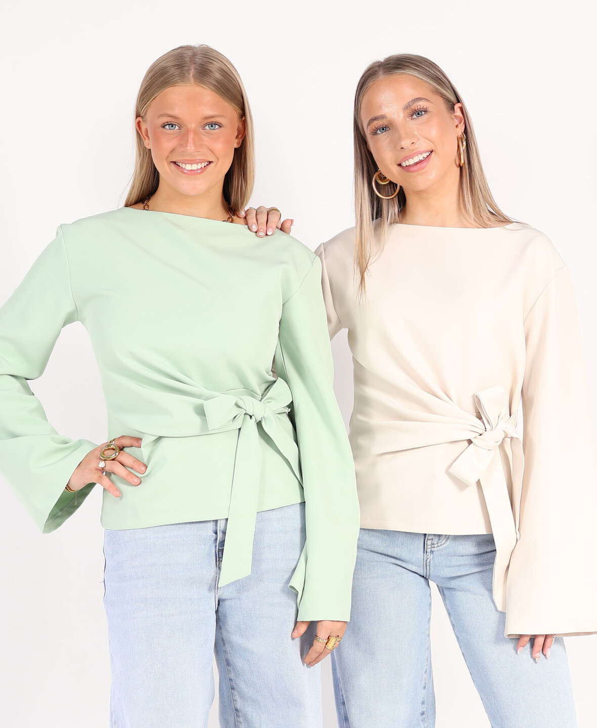 Knotted Sleeve Top Mint