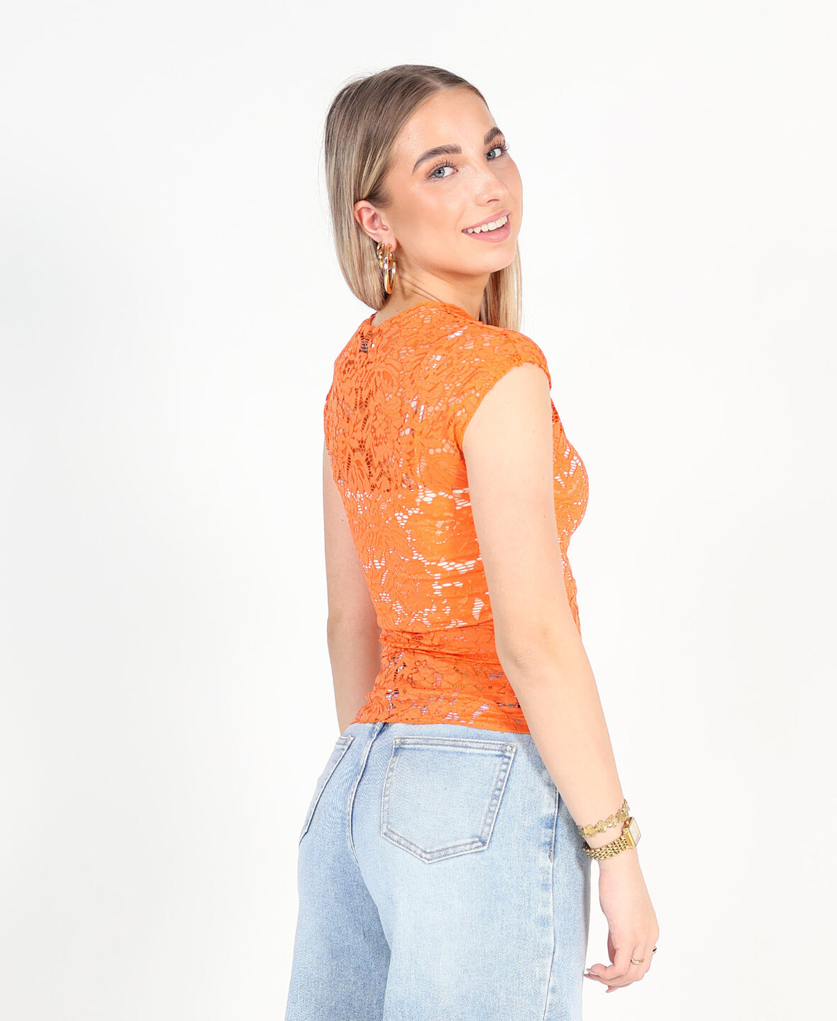 Lace Top Short Orange