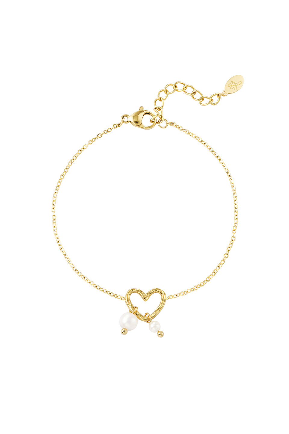 Pearl Heart Armband Gold