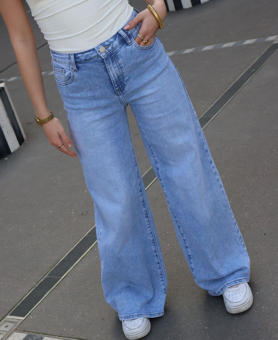 Ultra Wide Leg Jeans Middle Blue 3297-12 (TALL)