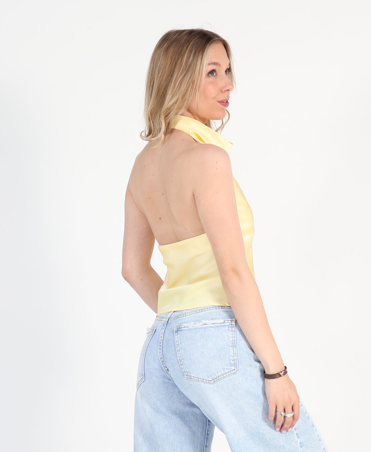 Satin Halter Top Yellow