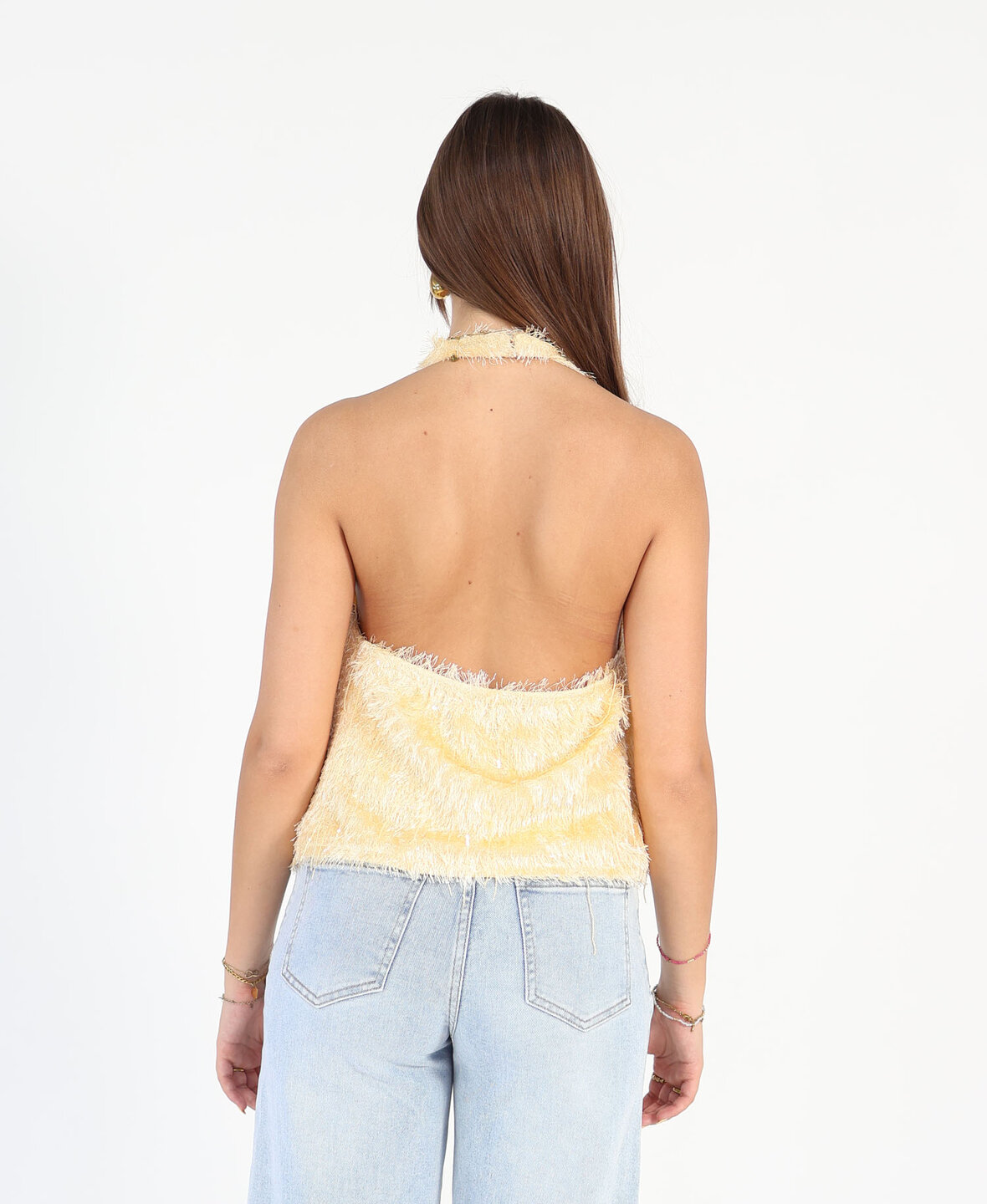 Halter Fringe Top Yellow